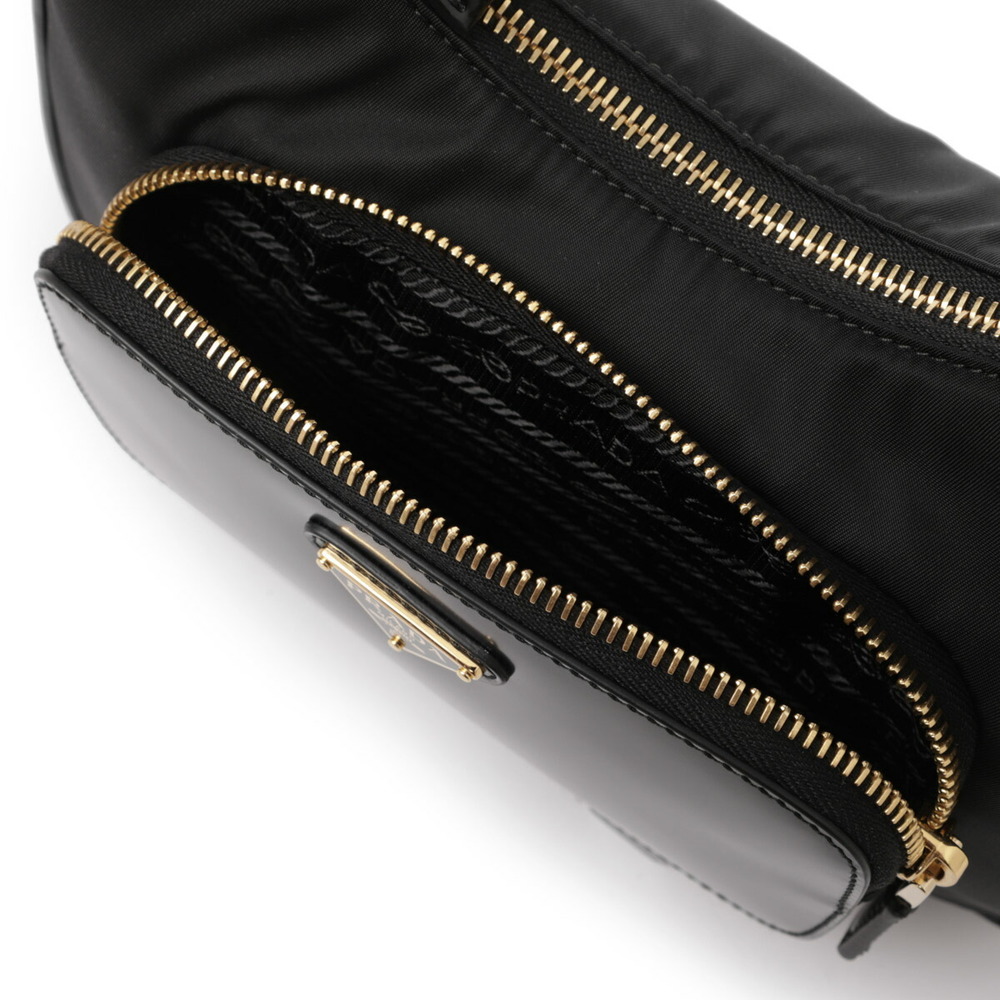 Prada Shoulder Bag Handbag Black Re Brushed Leather - Picture 6 of 8
